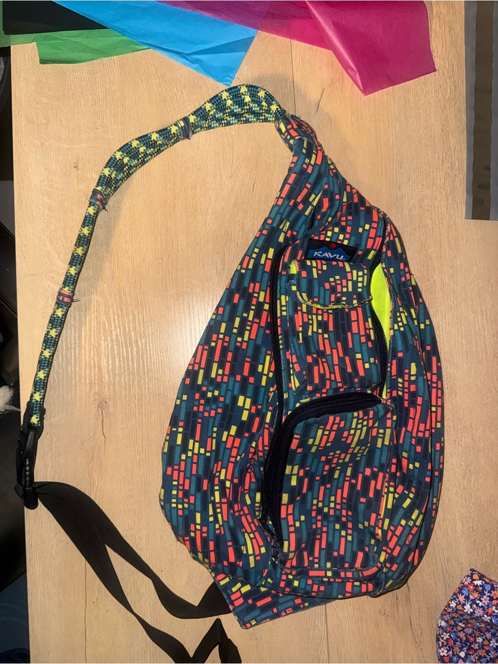 Kavu Multicolor Pixel Print Crossbody Sling Bag